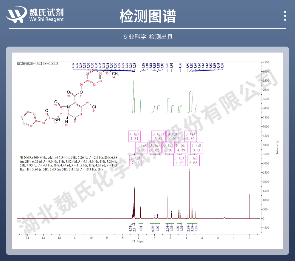 GCLE；7-苯乙酰氨基-3-氯甲基-4-头孢烷酸对甲氧基苄酯光谱