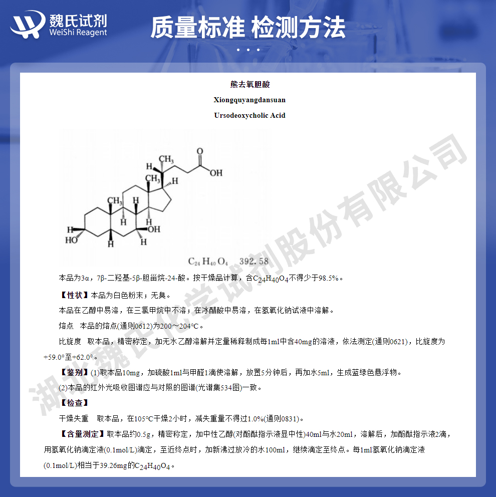 熊去氧胆酸质量标准和检测方法