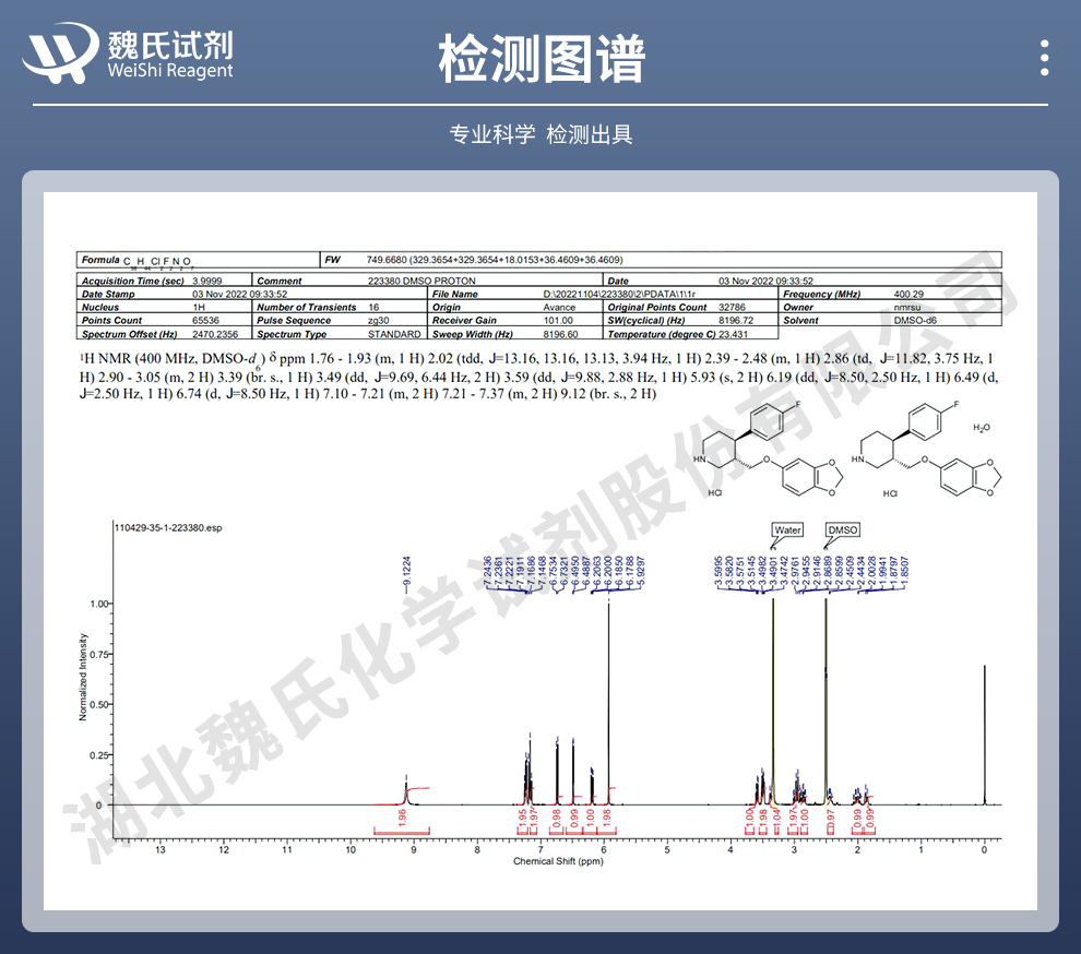 盐酸帕罗西汀半水合物光谱