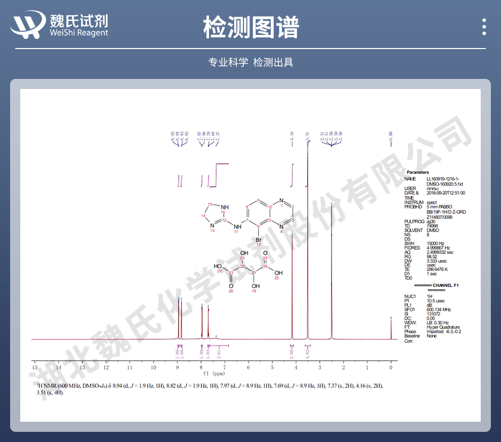 酒石酸溴莫尼定；溴莫尼定酒石酸盐光谱