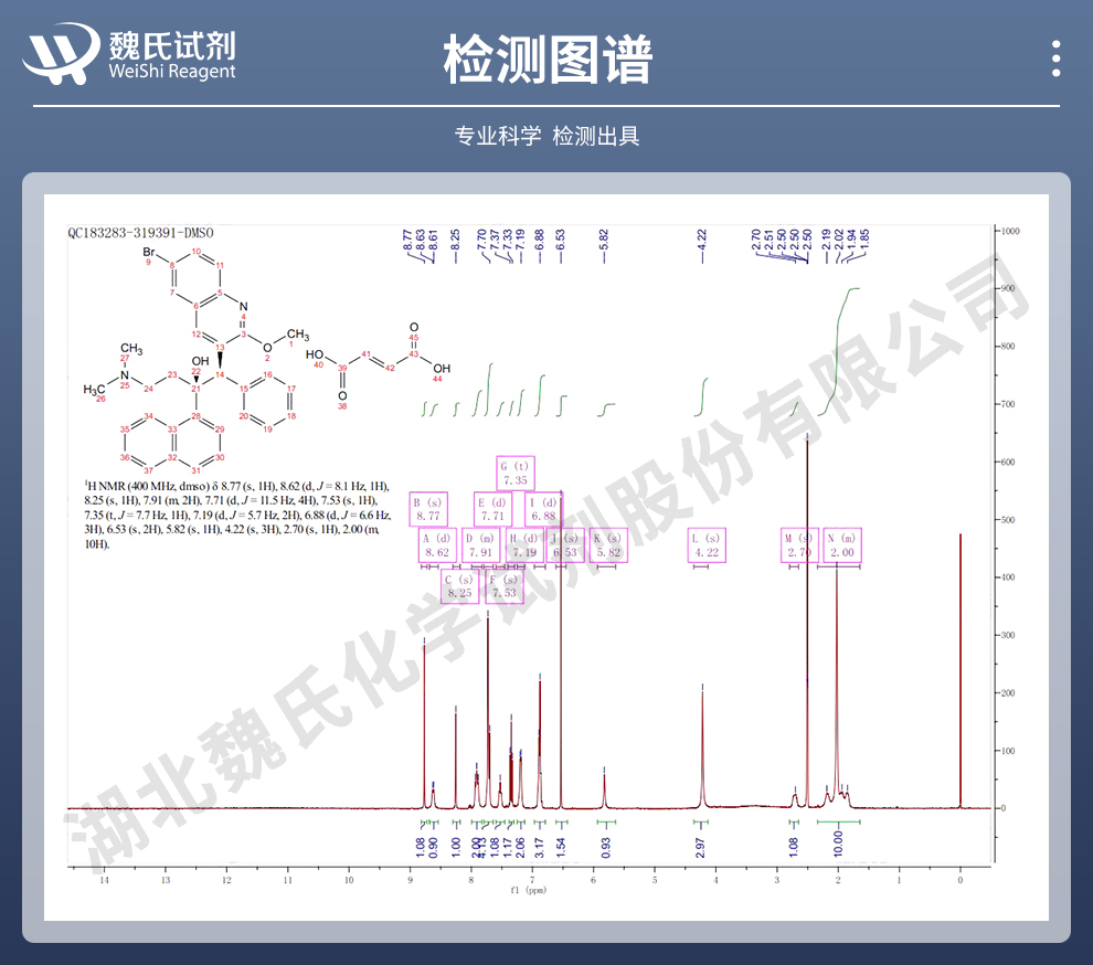 富马酸贝达喹啉；贝达喹啉富马酸盐光谱