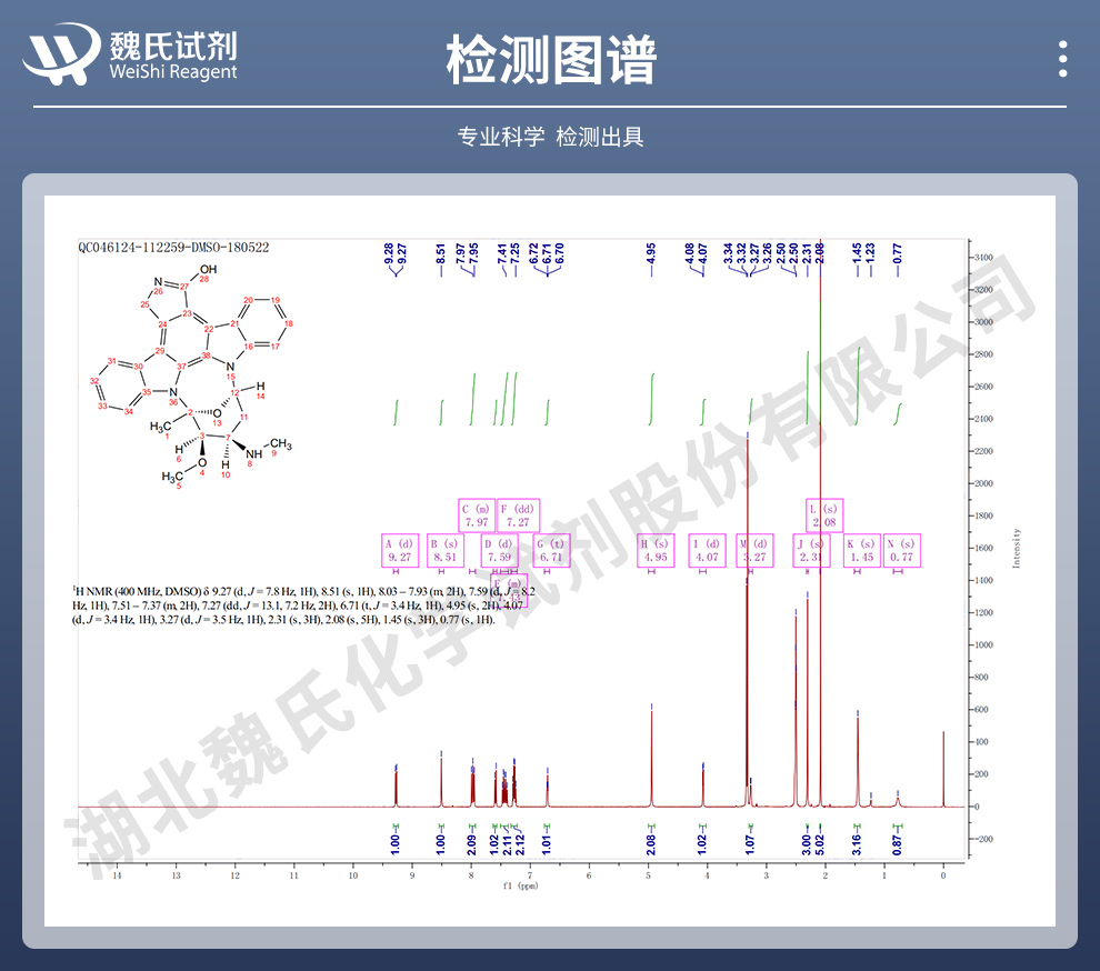 星孢菌素；星形孢菌素；链霉菌属十字孢碱光谱