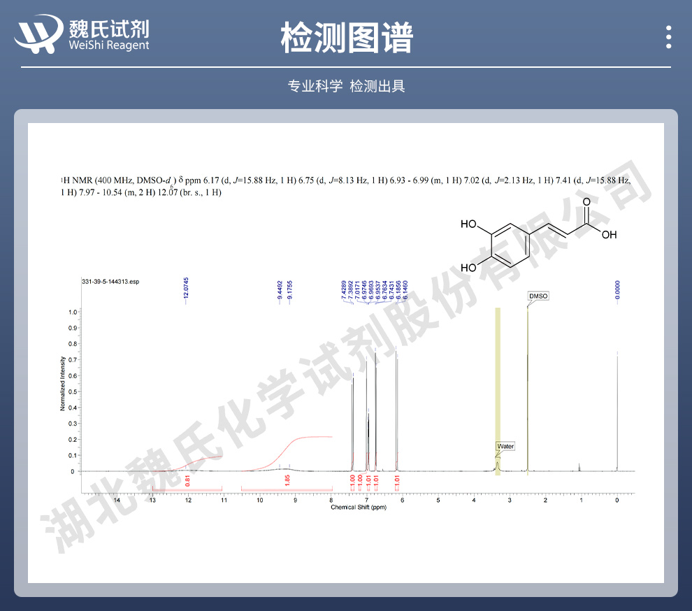 咖啡酸；3,4-二羟基肉桂酸光谱