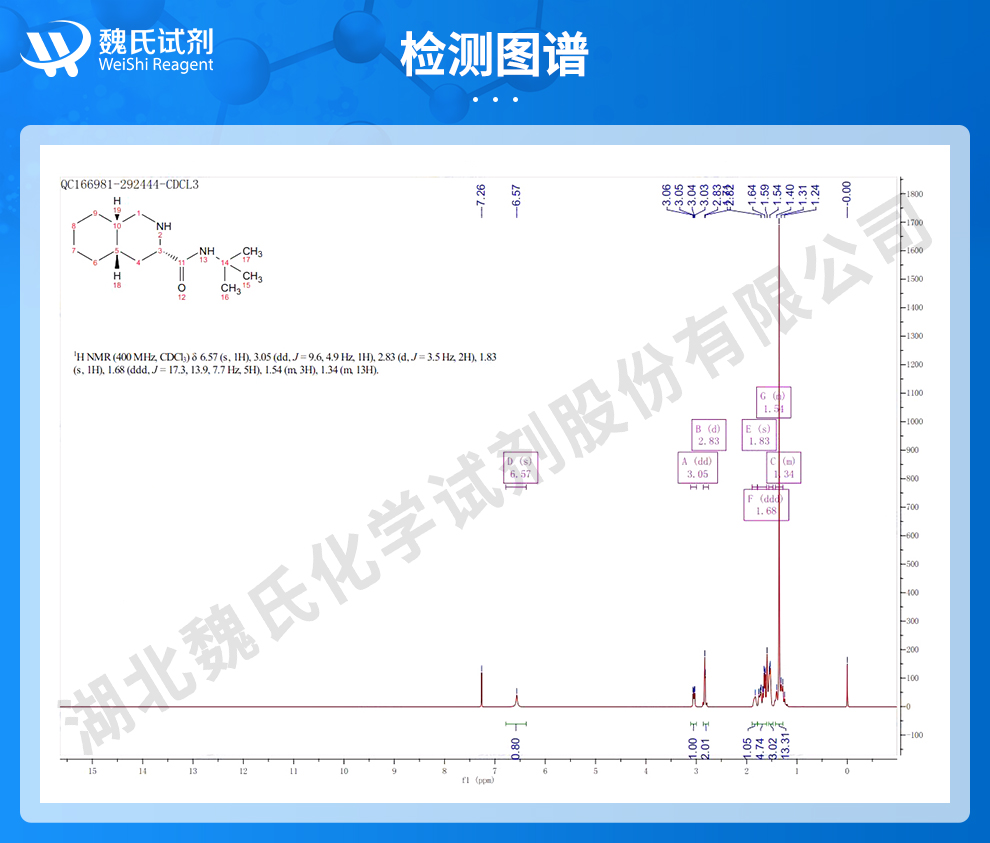 N-叔丁基-十氢异喹啉-3(S)-甲酰胺光谱