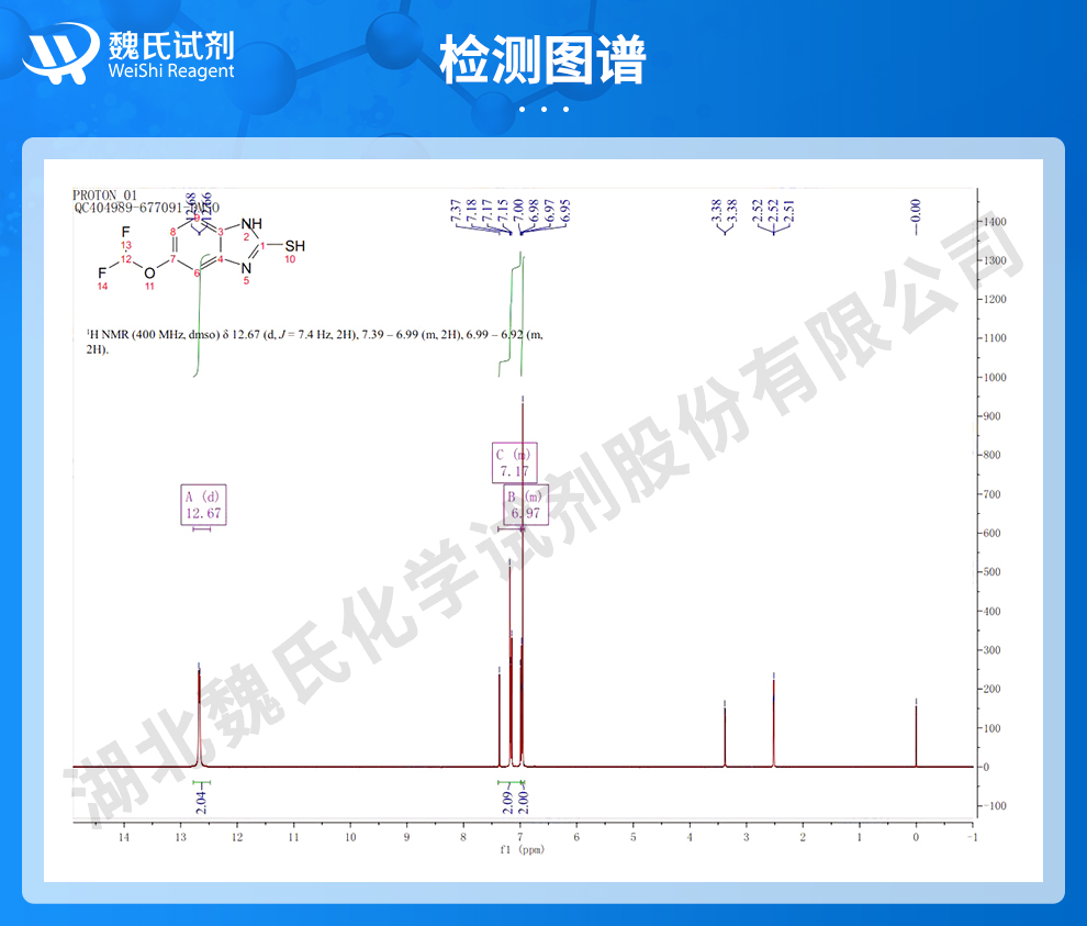 5-二氟甲氧基-2-巯基-1氢-苯并咪唑；泮托拉唑钠侧链光谱