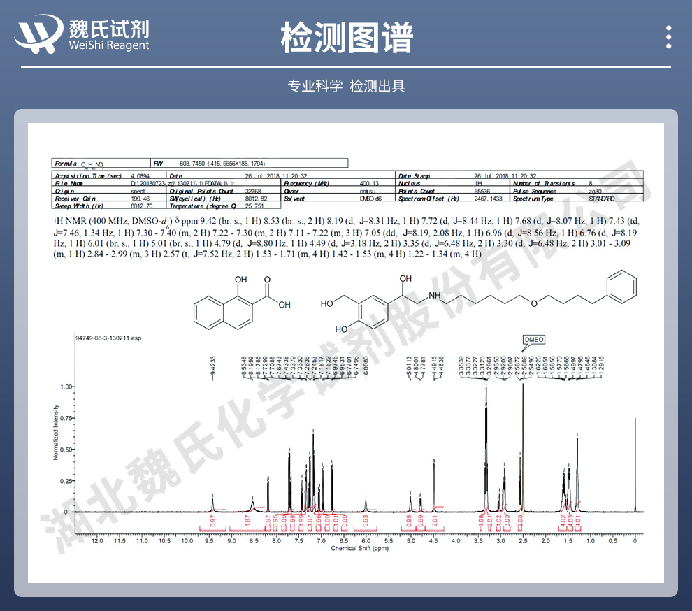 昔美酸沙美特罗_昔萘酸沙美特罗对照品光谱