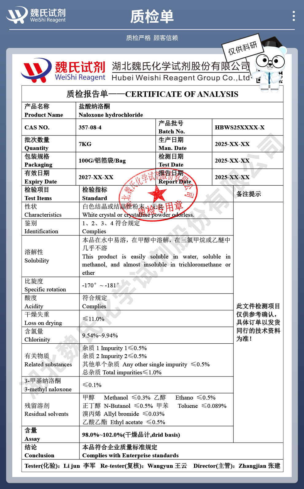 盐酸纳洛酮质检单