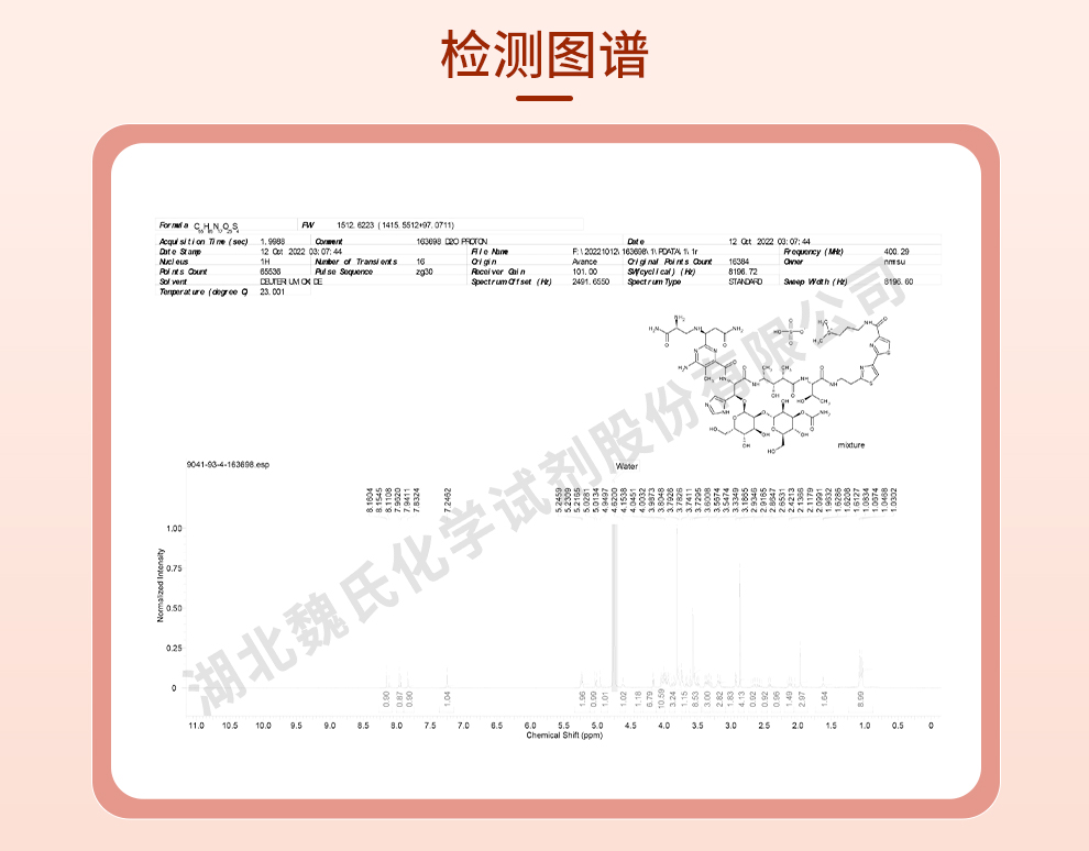 硫酸博莱霉素；硫酸博来霉素光谱