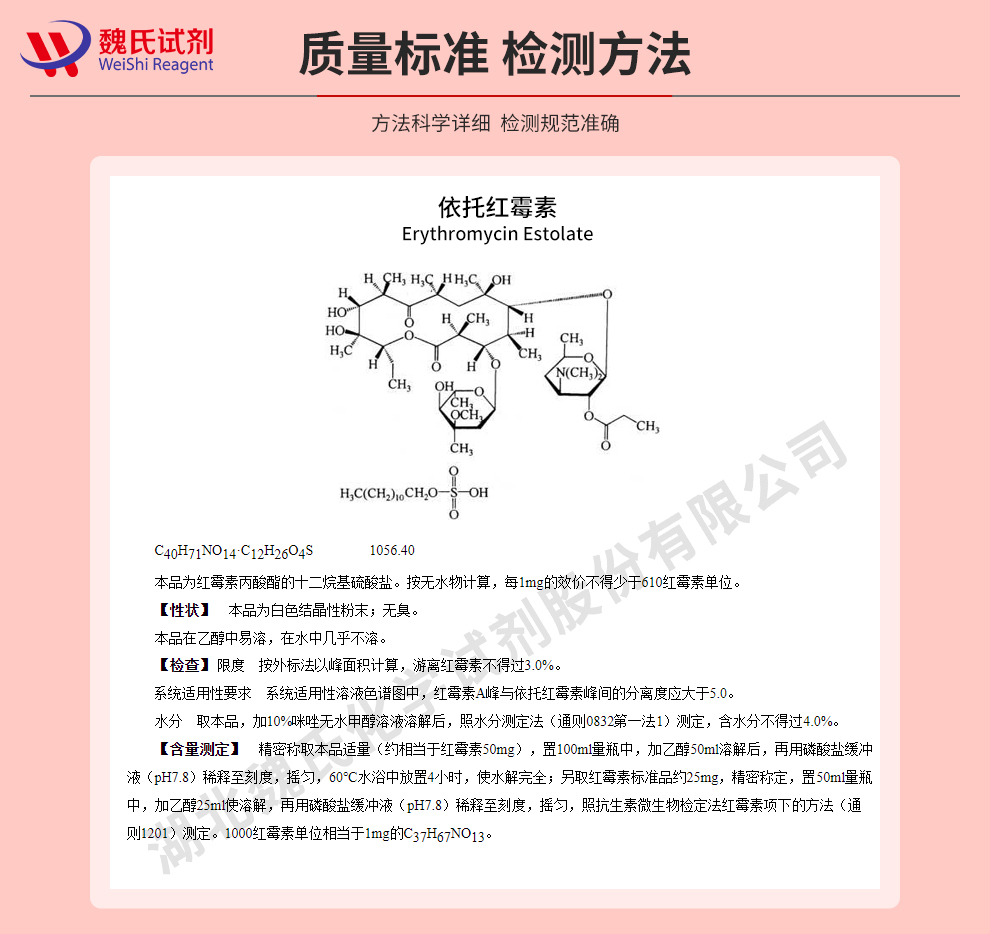 依托红霉素质量标准和检测方法