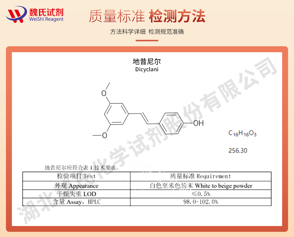 地昔尼尔质量标准和检测方法