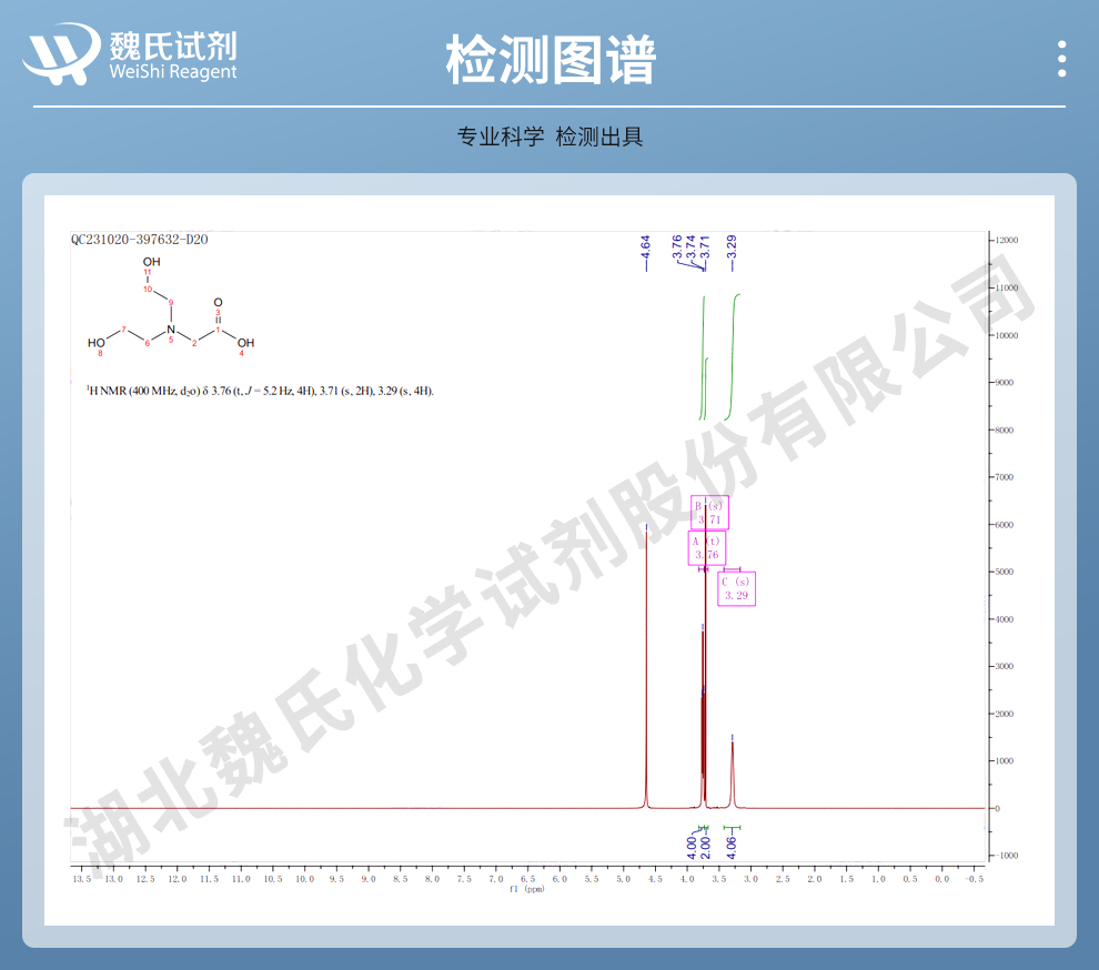 N,N-二羟乙基甘氨酸；N,N-二(2-羟乙基)甘氨酸；BICINE光谱