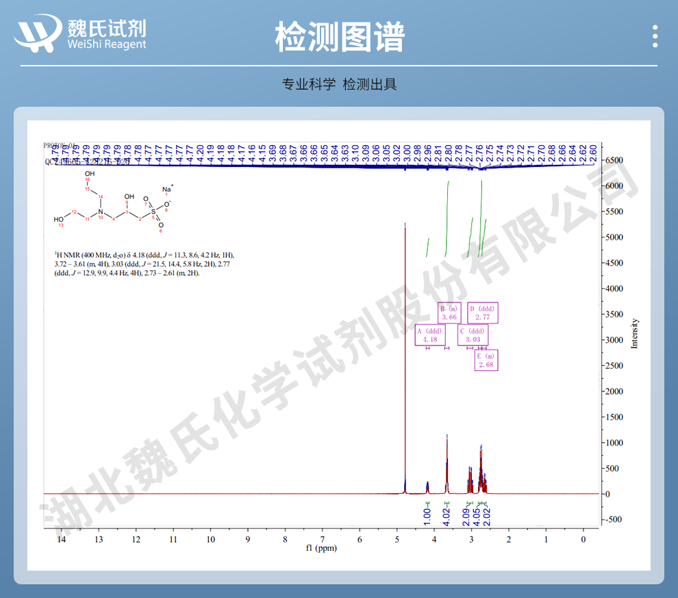 3-[N,N-双(2-羟乙基)氨基]-2-羟基丙磺酸单钠盐光谱