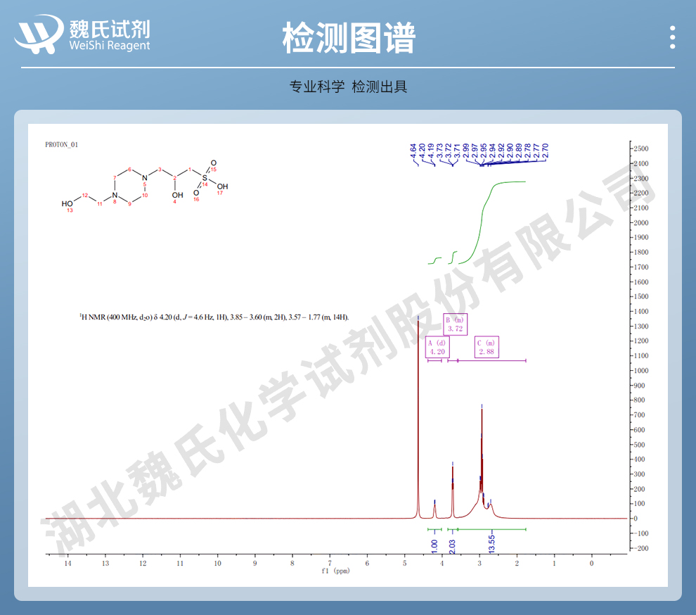 3-(羟乙基哌嗪)-2-羟基丙磺酸光谱