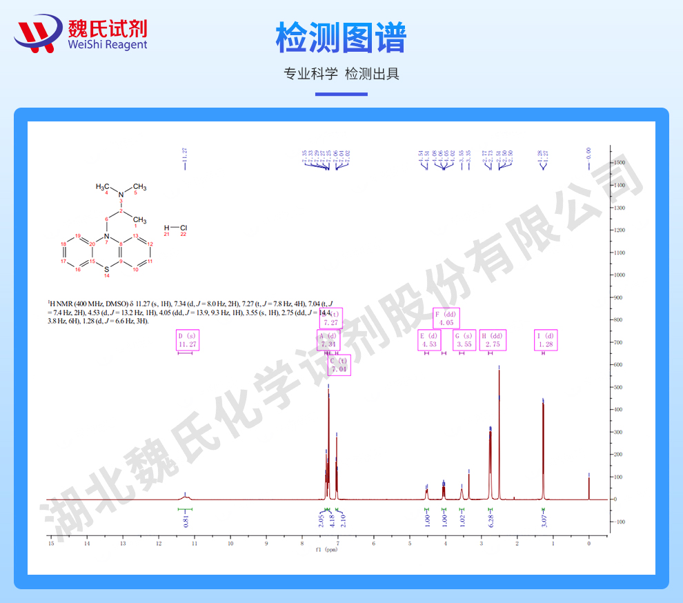 盐酸异丙嗪；仅供出口 和 正规试剂公司光谱