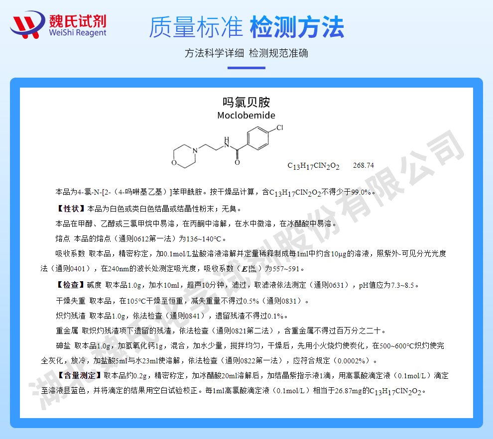 4-氯-N-2-(4-吗啉基)乙基苯甲酰胺质量标准和检测方法