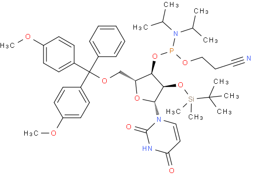 5'-O-(4,4-二甲氧基三苯甲基)-2'-O-[(叔丁基)二甲基硅基]尿苷-3'-(2-氰基乙基-N,N-二异丙基)亚磷酰胺