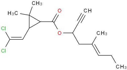 Cyclopropanecarboxylicacid, 3-(2,2-dichloroethenyl)-2,2-dimethyl-, 1-ethynyl-2-methyl-2-penten-1-ylester