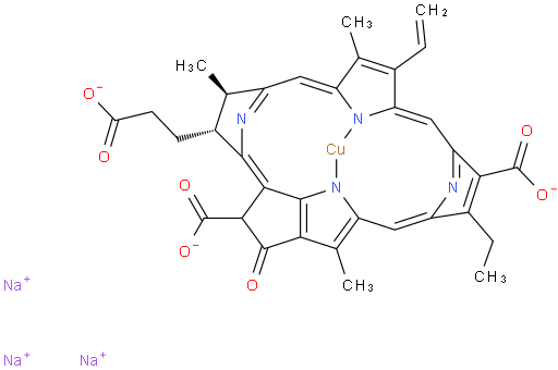 Chlorophyllins, coppercomplexes, sodium salts