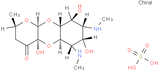 4H-Pyrano[2,3-b][1,4]benzodioxin-4-one,decahydro-4a,7,9-trihydroxy-2-methyl-6,8- bis(methylamino)-,(2R,4aR,5aR,6S,7S,8R,9S,- 9aR,10aS)-,sulfate (1:1) (salt)