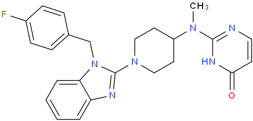 2-((1-(1-(4-Fluorobenzyl)-1H-benzo[d]imidazol-2-yl)piperidin-4-yl)(methyl)amino)pyrimidin-4(1H)-one