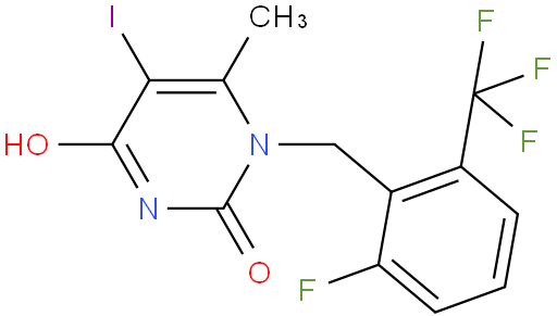 1-(2-氟-6-(三氟甲基)苄基)-5-碘-6-甲基嘧啶-2,4(1H,3H)-二酮