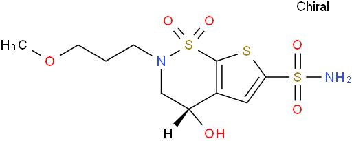 (S)-3,4-二氢-4-羟基-2-(3-甲氧丙基)-2H-噻吩并[3,2-e]-1,2-噻嗪-6-磺酰胺 1,1-二氧化物