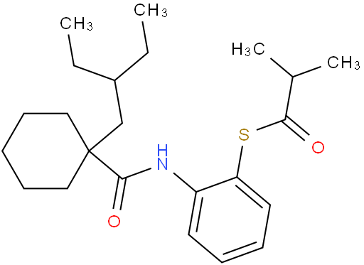 Propanethioic acid,2-methyl-, S-[2-[[[1-(2-ethylbutyl)cyclohexyl]carbonyl]amino]phenyl] ester