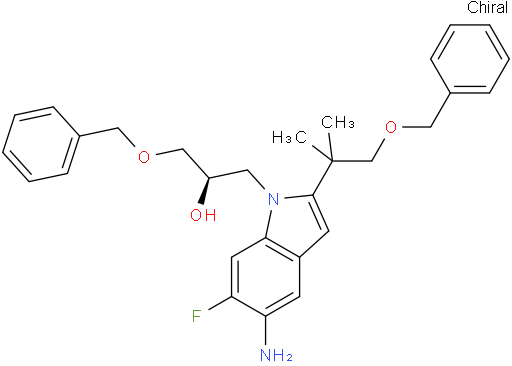 (R)-1-(5-Amino-2-(1-(benzyloxy)-2-methylpropan-2-yl)-6-fluoro-1H-indol-1-yl)-3-(benzyloxy)propan-2-ol