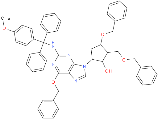 (1S,2S,3S,5S)-3-(benzyloxy)-5-(6-(benzyloxy)-2-(((4-methoxyphenyl)diphenylmethyl)amino)-9H-purin-9-yl)-2-((benzyloxy)methyl)cyclopentanol