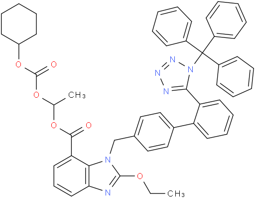 1-(((Cyclohexyloxy)carbonyl)oxy)ethyl 2-ethoxy-1-((2'-(1-trityl-1H-tetrazol-5-yl)-[1,1'-biphenyl]-4-yl)methyl)-1H-benzo[d]imidazole-7-carboxylate