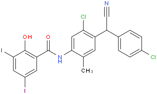 N-(5-Chloro-4-((4-chlorophenyl)(cyano)methyl)-2-methylphenyl)-2-hydroxy-3,5-diiodobenzamide